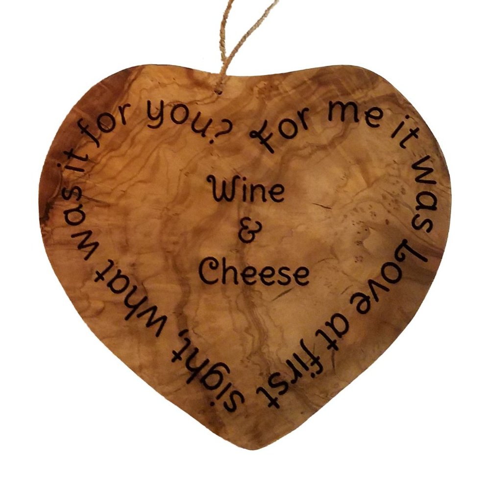 Olive Wood Heart Cheese Board LOVE AT FIRST SIGHT